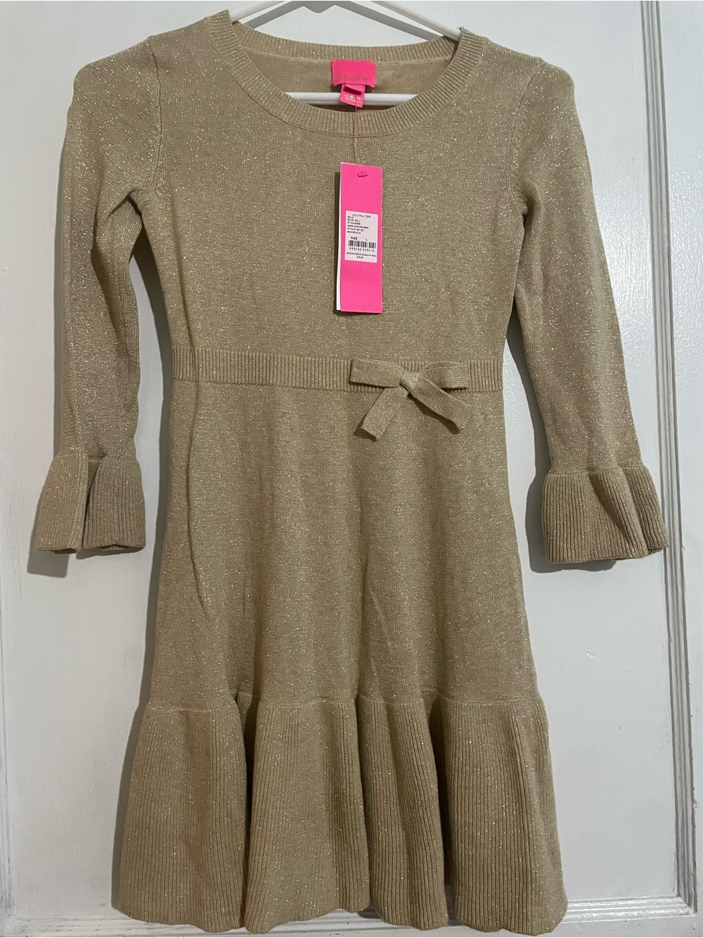 Lilly Pulitzer Gold Sparkle Knit Bow Dress
